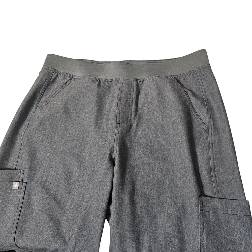 FIGS‎ Scrub Pants Men Medium Gray Excellent Straight Leg Cargo Elastic Waist